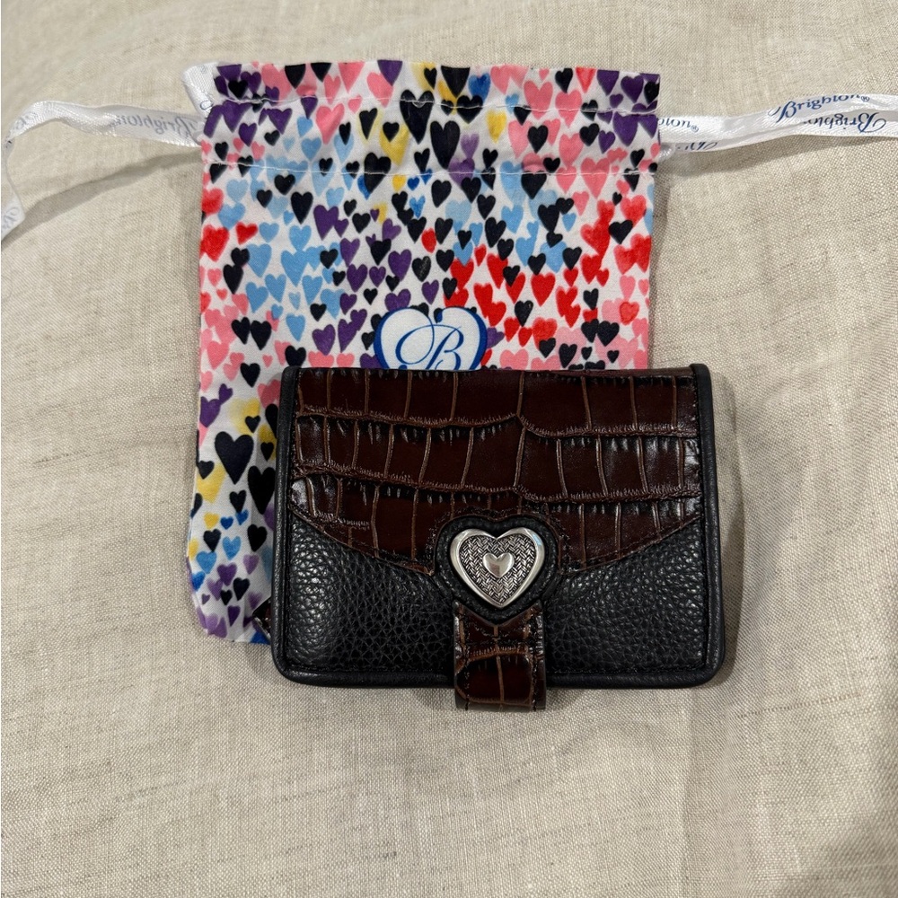 NWT Brighton Black Wallet with Heart Pouch
